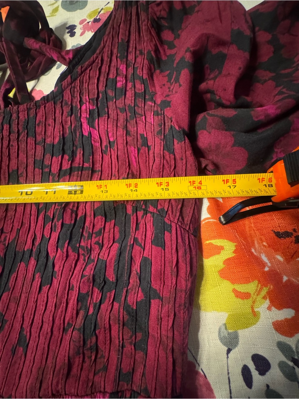 Anthropologie Let Me Be Sharlene Tiered Midi Dress US 6 Cranberry Floral Boho B9 - Picture 14 of 16